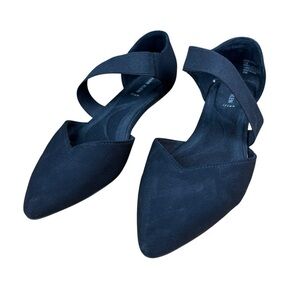 Anne Klein Women’s Oksanna Black Asymmetrical Pointed Toe Flats Sz 7.5 **see pic